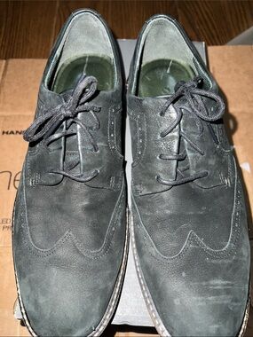 Men's Black Suede Wingtip Derby Shoes
